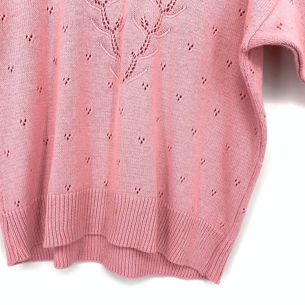 Vintage Pink Knit Sweater Sz Small Peter Pan Collar Coquette Cottagecore - Picture 4 of 6